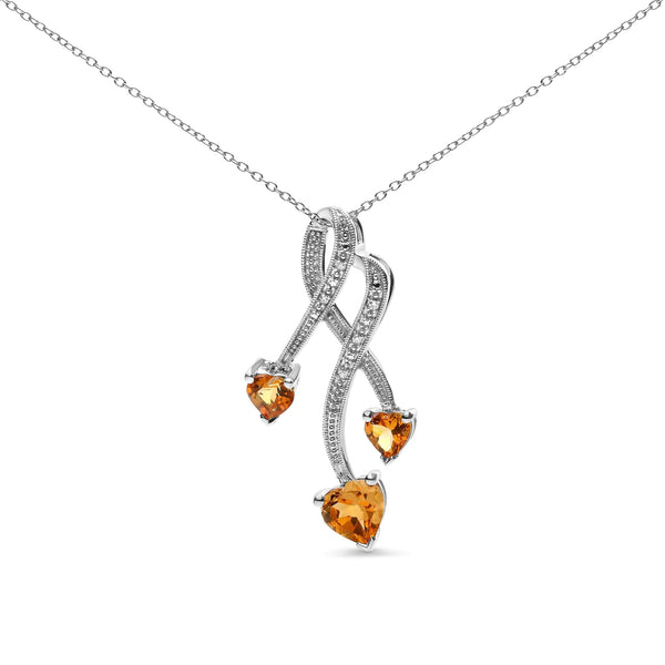Radiate Timeless Elegance: Handcrafted Sterling Silver Pendant Necklace with Citrine & Diamonds