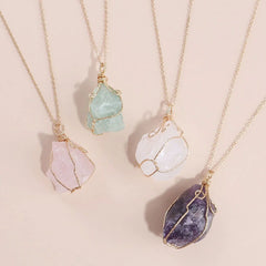 Natural Gemstone Necklace Chakra Stone Pendant Energy Healing Crystal with Chain