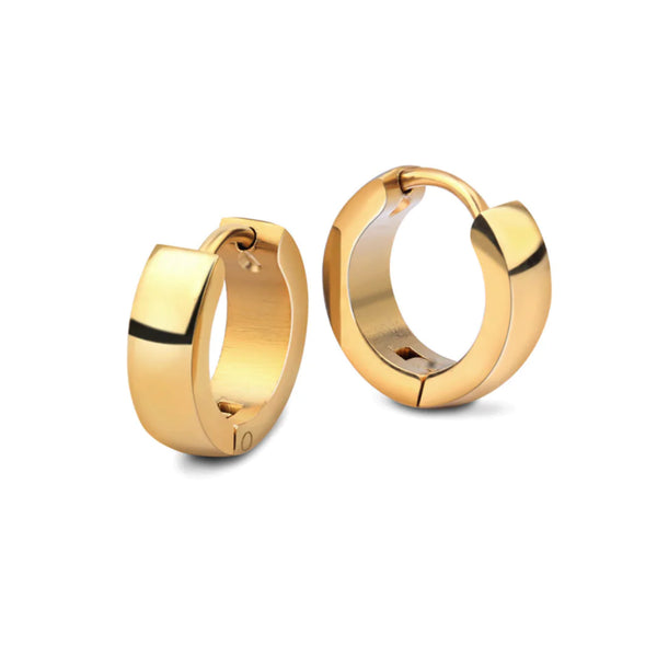 Titanium Steel Tara Huggie Hoops | Stackable, Tri-Color, All-Day Comfort