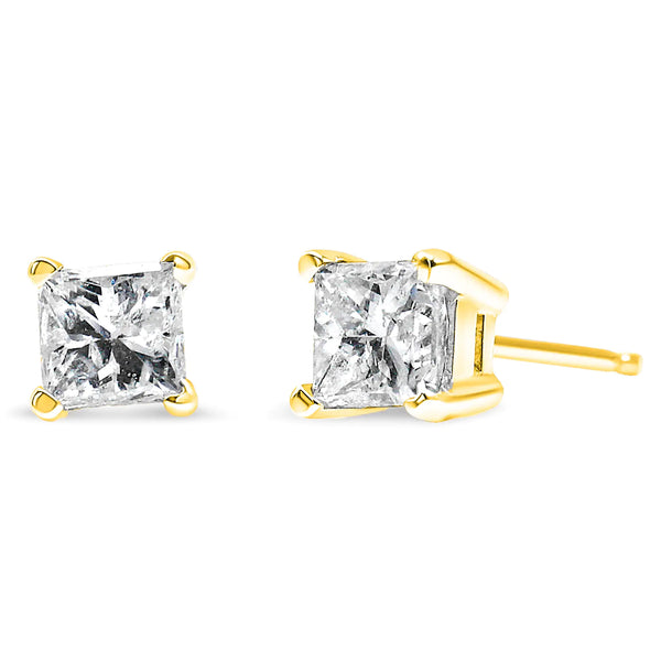 10K Yellow Gold Princess-Cut Diamond Solitaire Studs