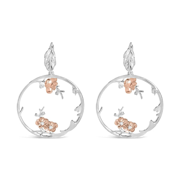 Elegant Rose Gold Sterling Diamond Hoop Earrings