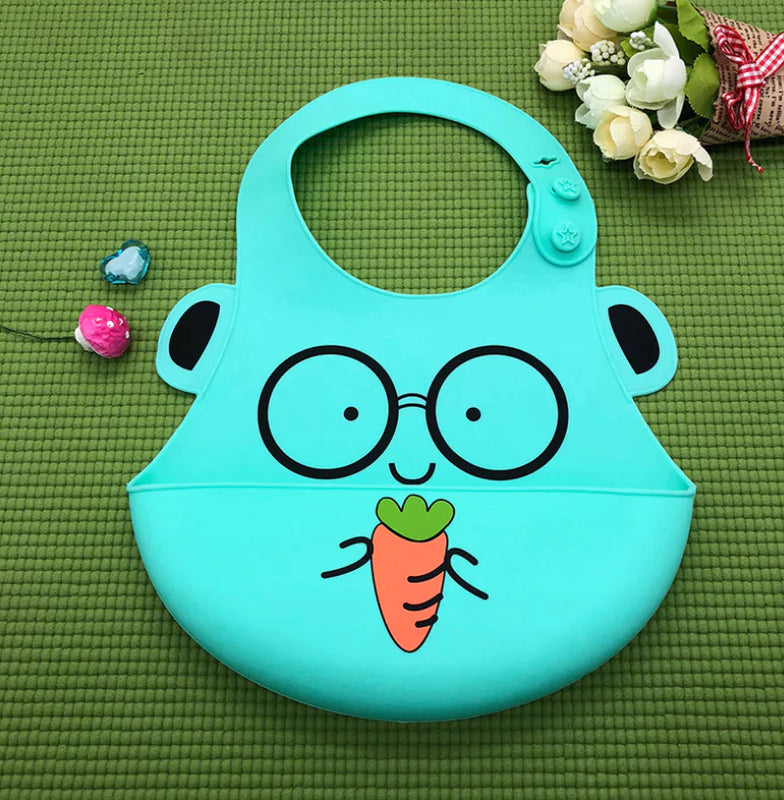 Silicone Waterproof Adjustable Cartoon Bibs for Kids