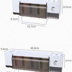 Wall-Mounted Dust-Proof Toothbrush Holder Set with Dispenser