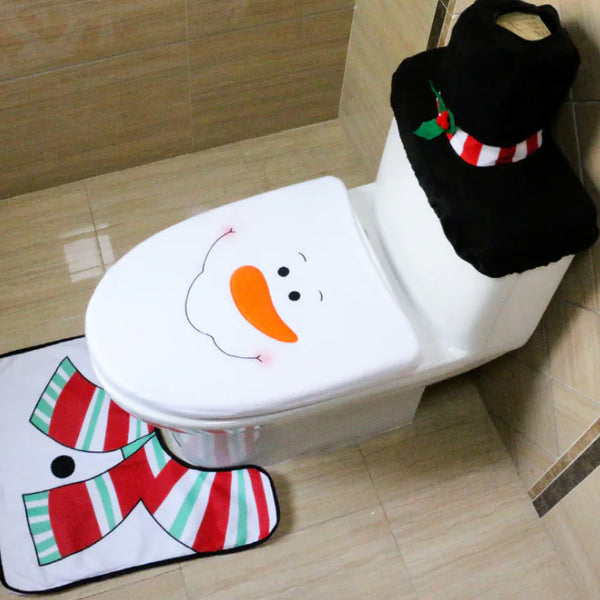 3-Piece Toilet Cover Set with Decorative Rug