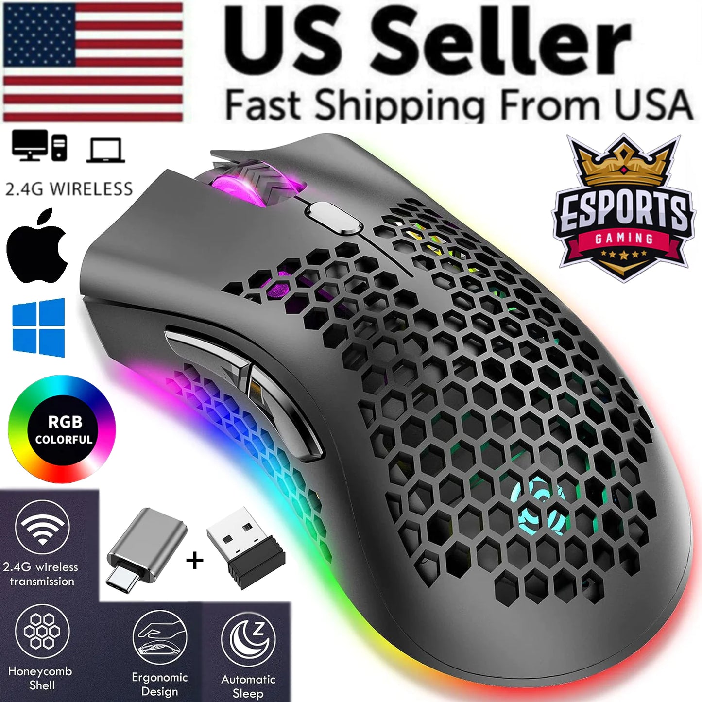 Rechargeable 7-Color LED Wireless Mouse