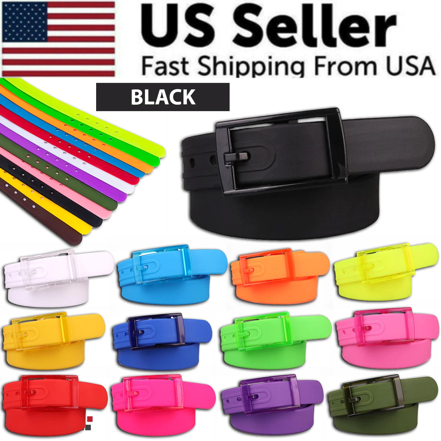 Eco-Friendly Adjustable Silicone Belt with Buckle