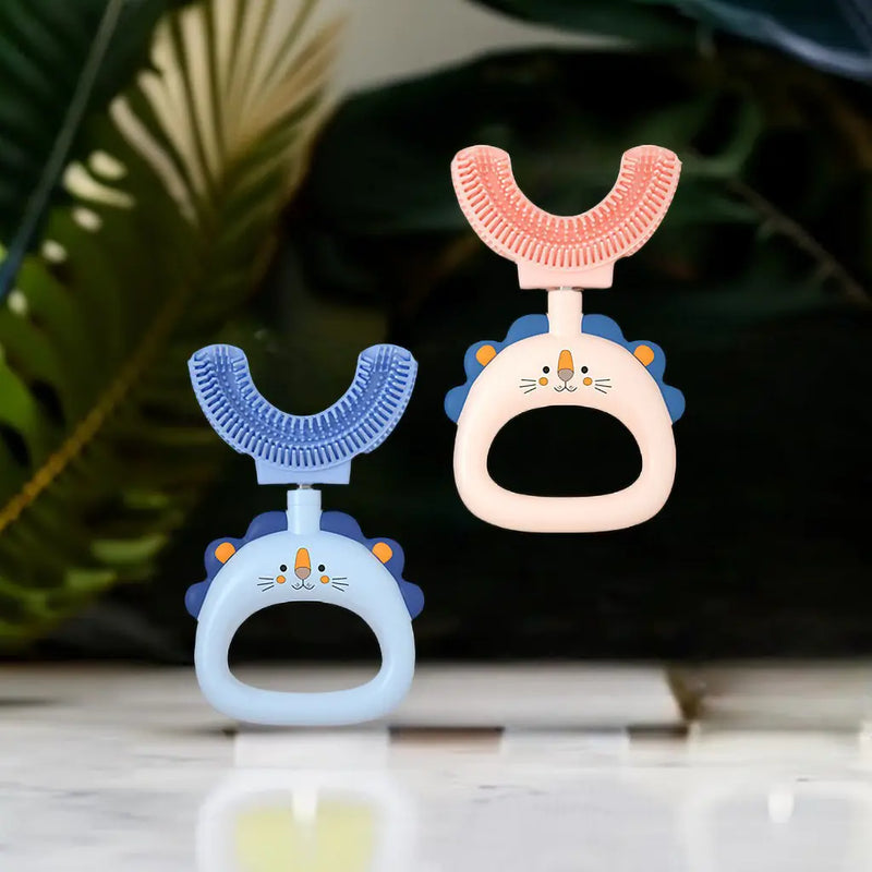 U-Shaped Little Lion Silicone Toothbrush for Kids