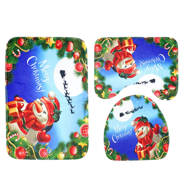 3-Piece Toilet Cover Set with Decorative Rug