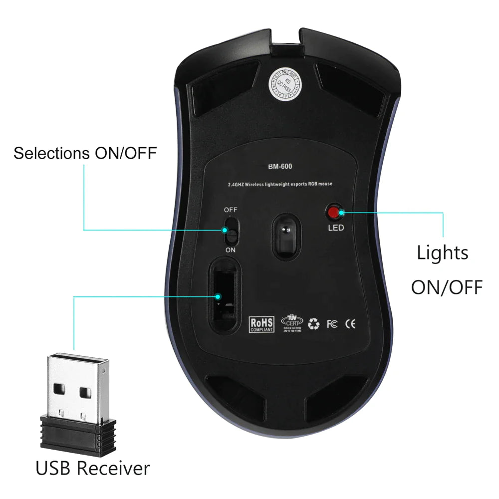 Rechargeable 7-Color LED Wireless Mouse