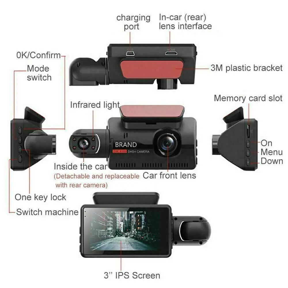 DualView 1080P Car Dash Cam