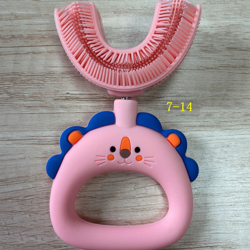 U-Shaped Little Lion Silicone Toothbrush for Kids