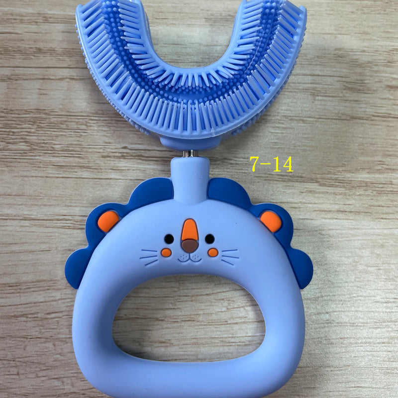 U-Shaped Little Lion Silicone Toothbrush for Kids